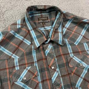Plainsman‎ Casual Western Pearl Snap Longsleeve Shirt 2 Pocket 2XL Big